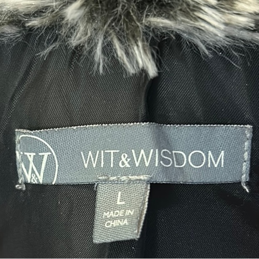 Wit & Wisdom Faux Fur Vest Gray Drape Front Cascade Shaggy Soft Nordstrom Large - Picture 5 of 7